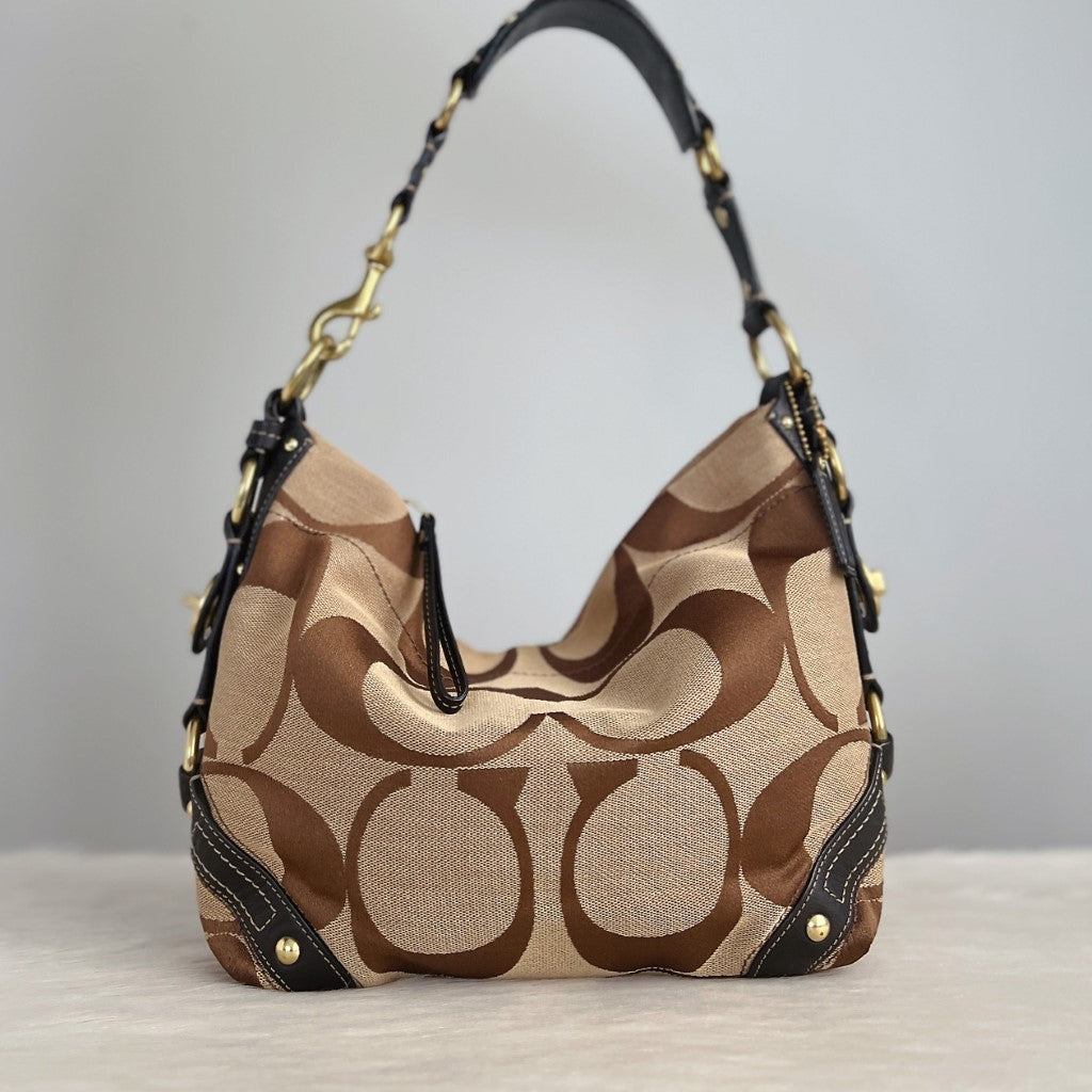 Coach Signature Monogram Side Turn Lock Shoulder Bag Luxury Trade