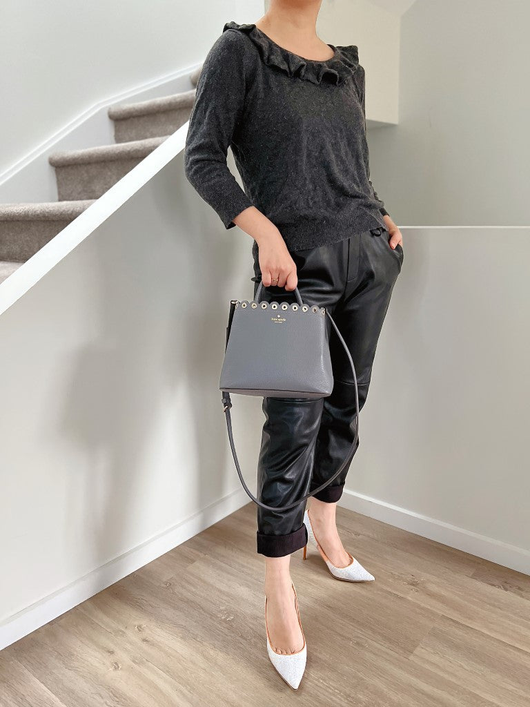 Kate Spade Grey Leather Studs Detail 2 Way Shoulder Bag Excellent
