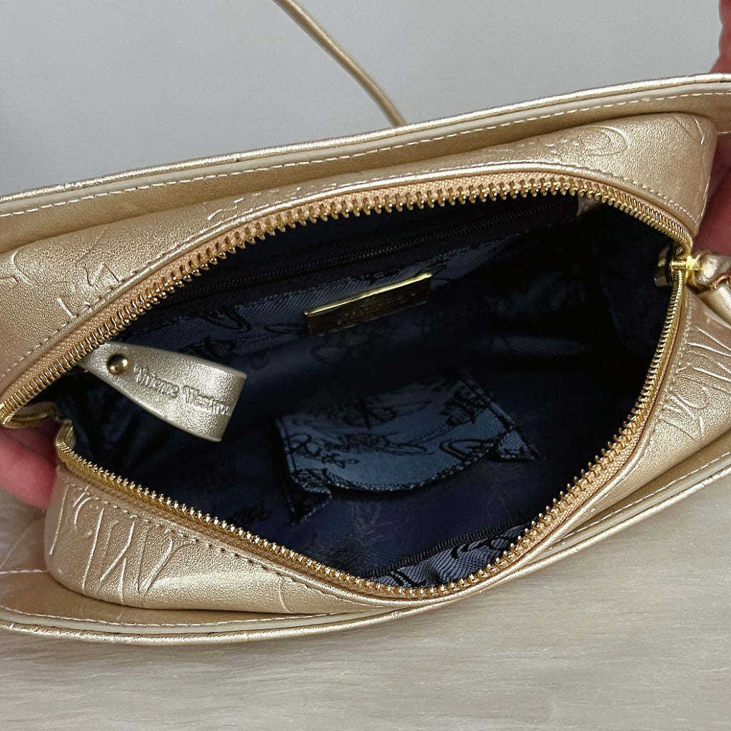 Vivienne Westwood Gold Patent Leather Box Shoulder Bag New with Tags