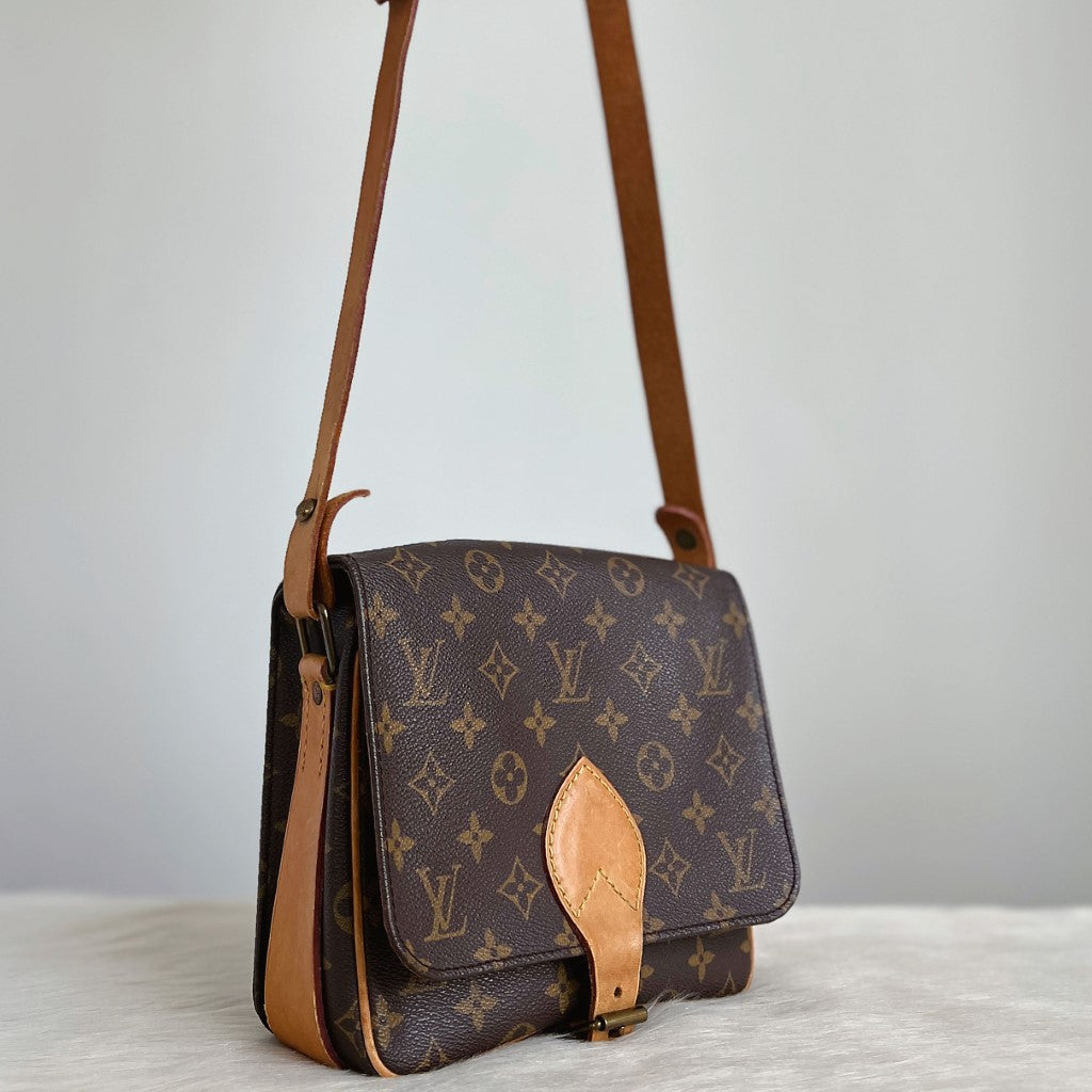 Louis Vuitton Signature Monogram Cartouchiere MM Crossbody Shoulder Bag