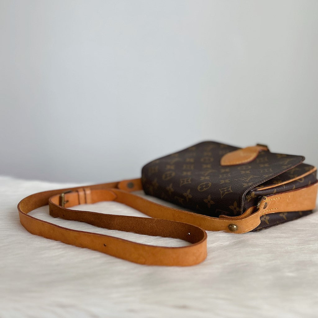 Louis Vuitton Signature Monogram Cartouchiere MM Crossbody Shoulder Bag