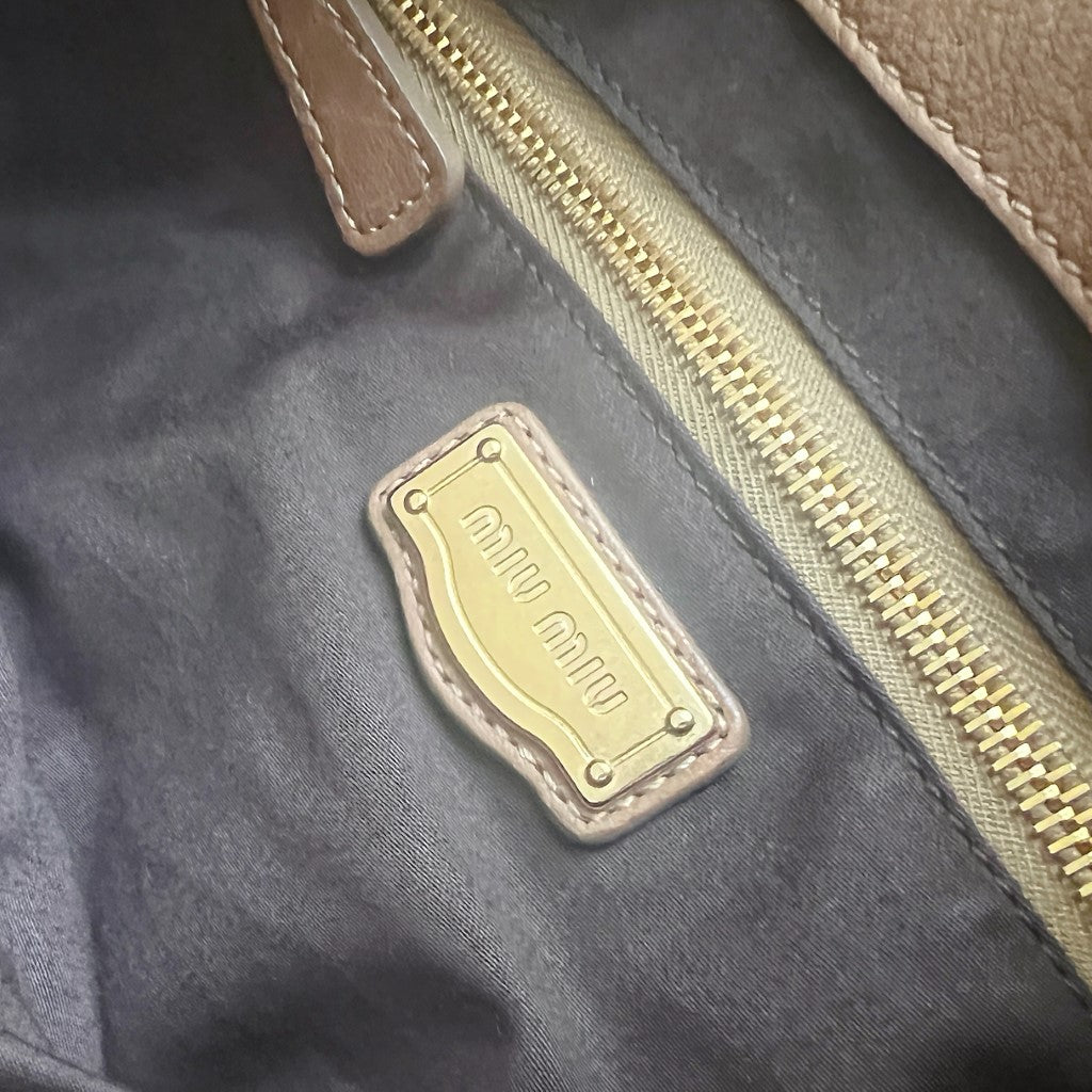 Miu Miu Caramel Leather Nappa Buckle 2 Way Shoulder Bag