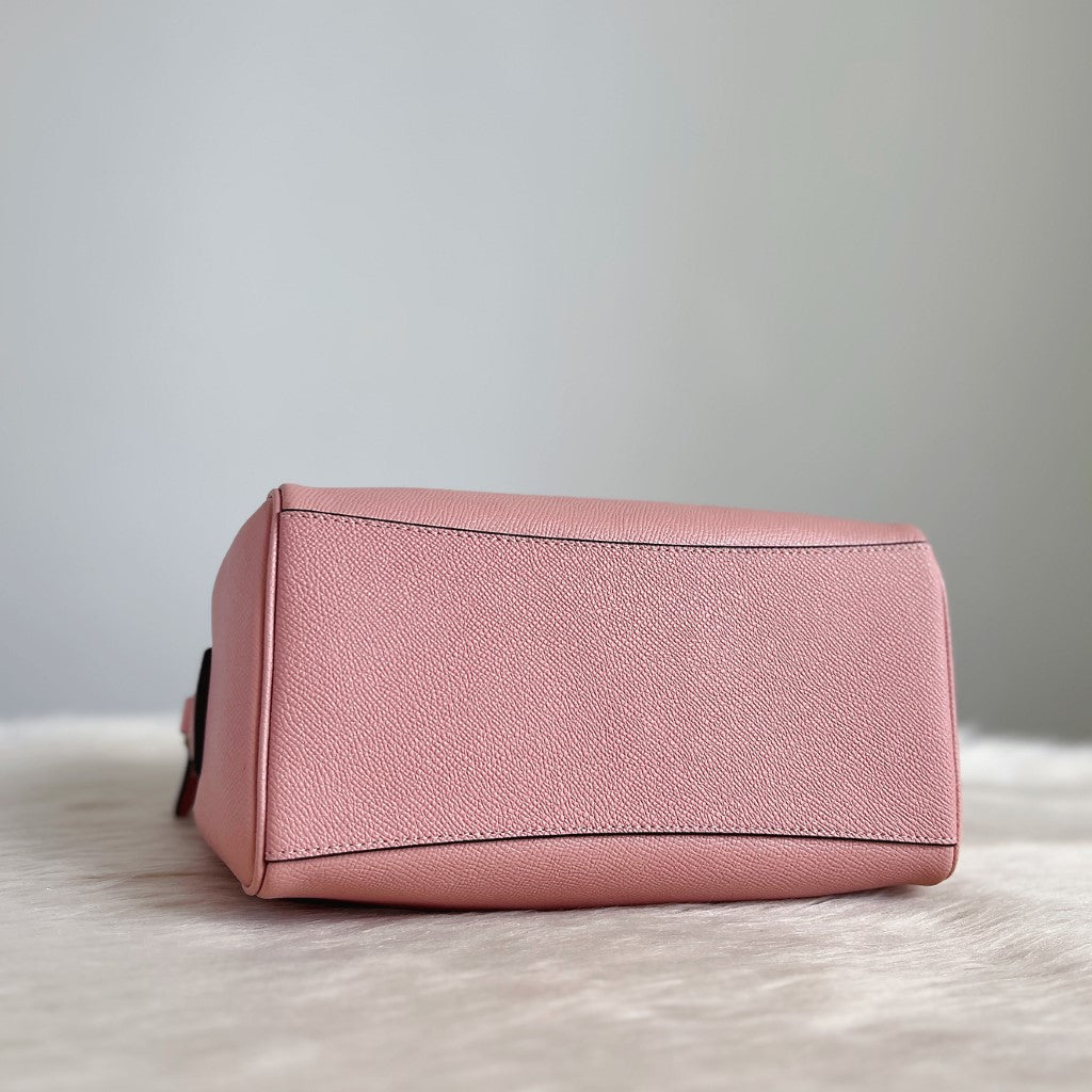 Coach Pink Leather Front Logo Boston 2 Way Shoulder Bag Excellent