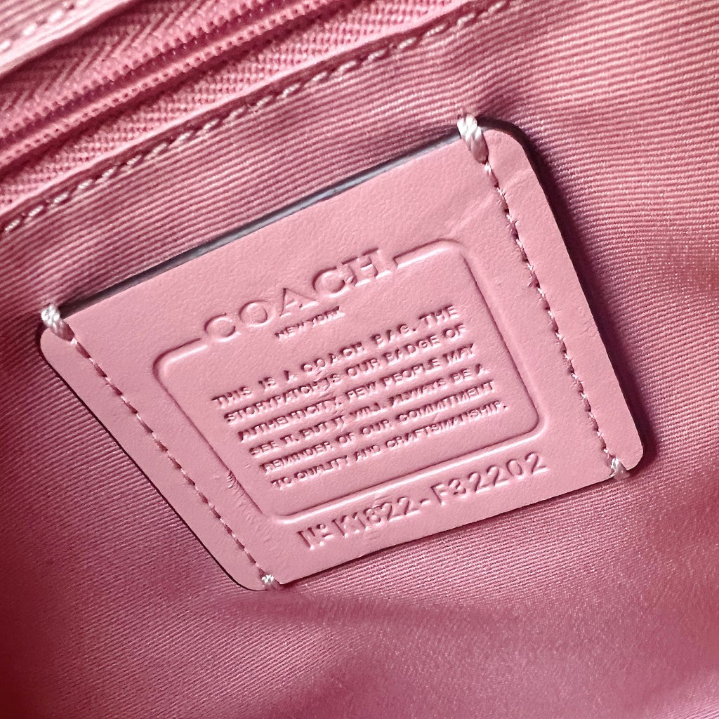 Coach Pink Leather Front Logo Boston 2 Way Shoulder Bag Excellent