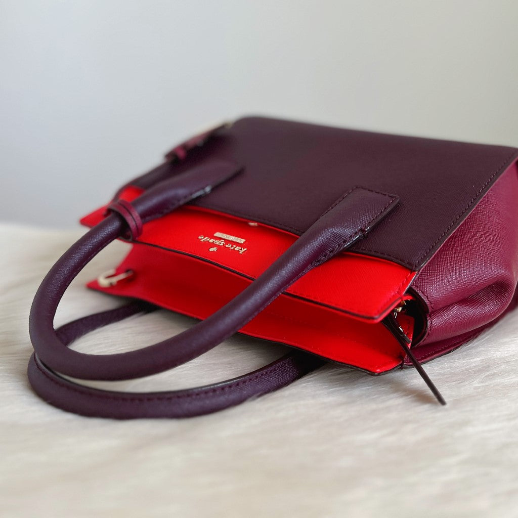 Kate Spade Tri Tone Leather Front Logo 2 Way Shoulder Bag Like New