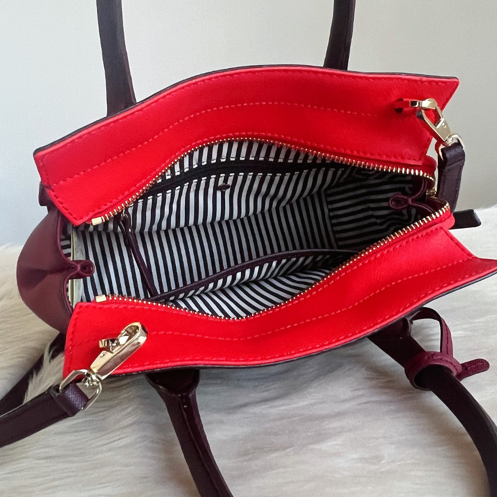 Kate Spade Tri Tone Leather Front Logo 2 Way Shoulder Bag Like New