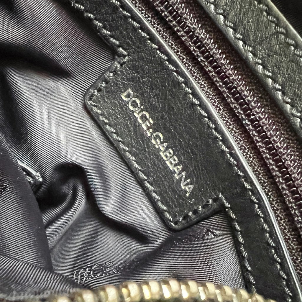 Dolce & Gabbana D&G Black Side Pocket Large 2 Way Shoulder Bag Excellent
