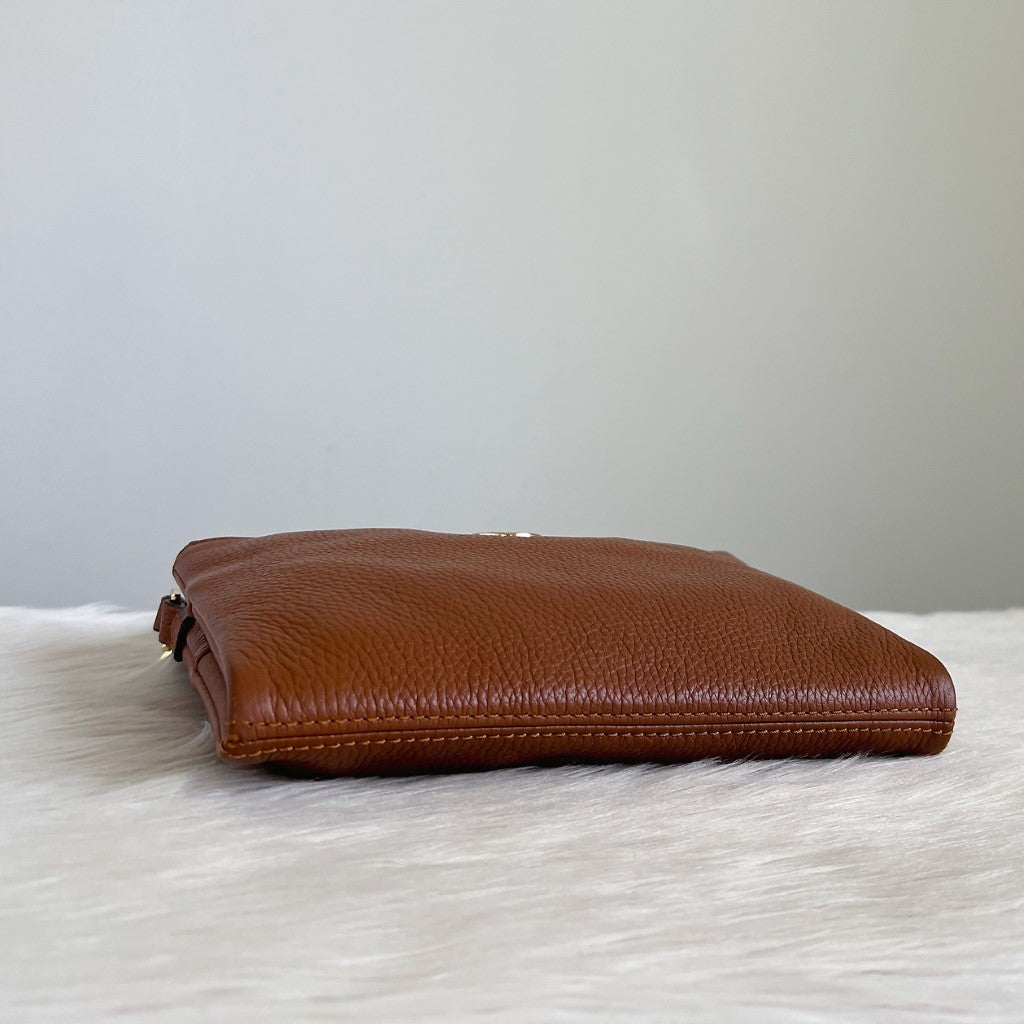 Michael Kors Caramel Leather Multi-compartment Crossbody Shoulder Bag