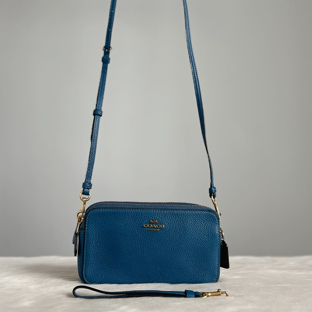 Coach 2024 Navi Blue Leather Satchel Crossbody Bag