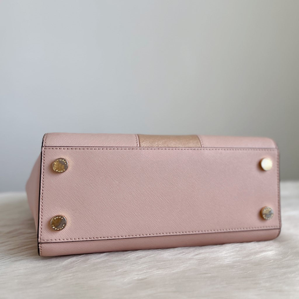 Michael Kors Pink Leather Stripe Detail 2 Way Shoulder Bag