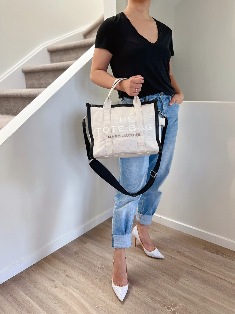 Marc Jacobs Two Tone Front Pattern Book Tote 2 Way Shoulder Bag