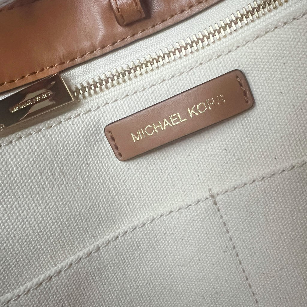 Michael Kors Caramel Leather Stripe Detail 2 Way Shoulder Bag Like New