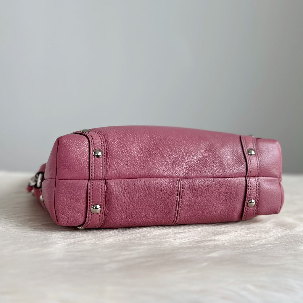 Coach Rose Leather Side Ring Detail Slouchy Shoulder Bag