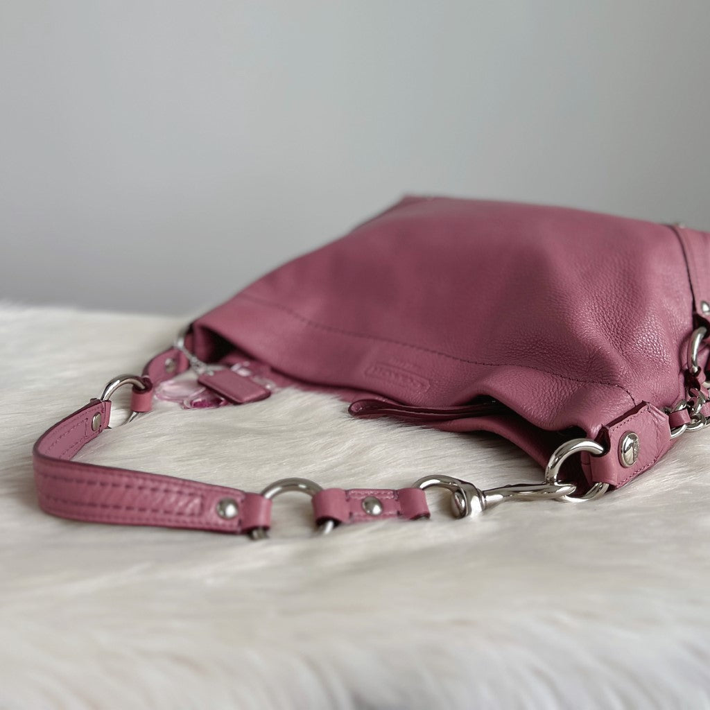 Coach Rose Leather Side Ring Detail Slouchy Shoulder Bag