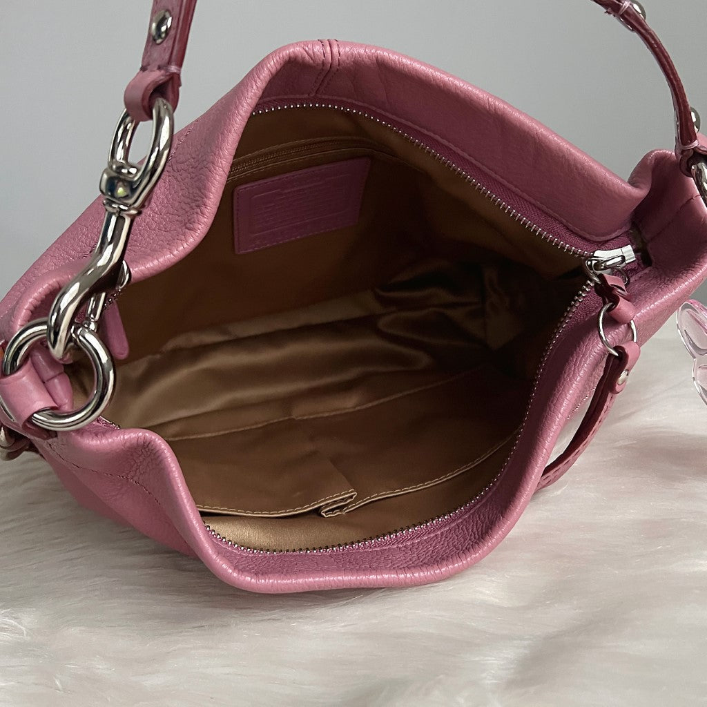 Coach Rose Leather Side Ring Detail Slouchy Shoulder Bag