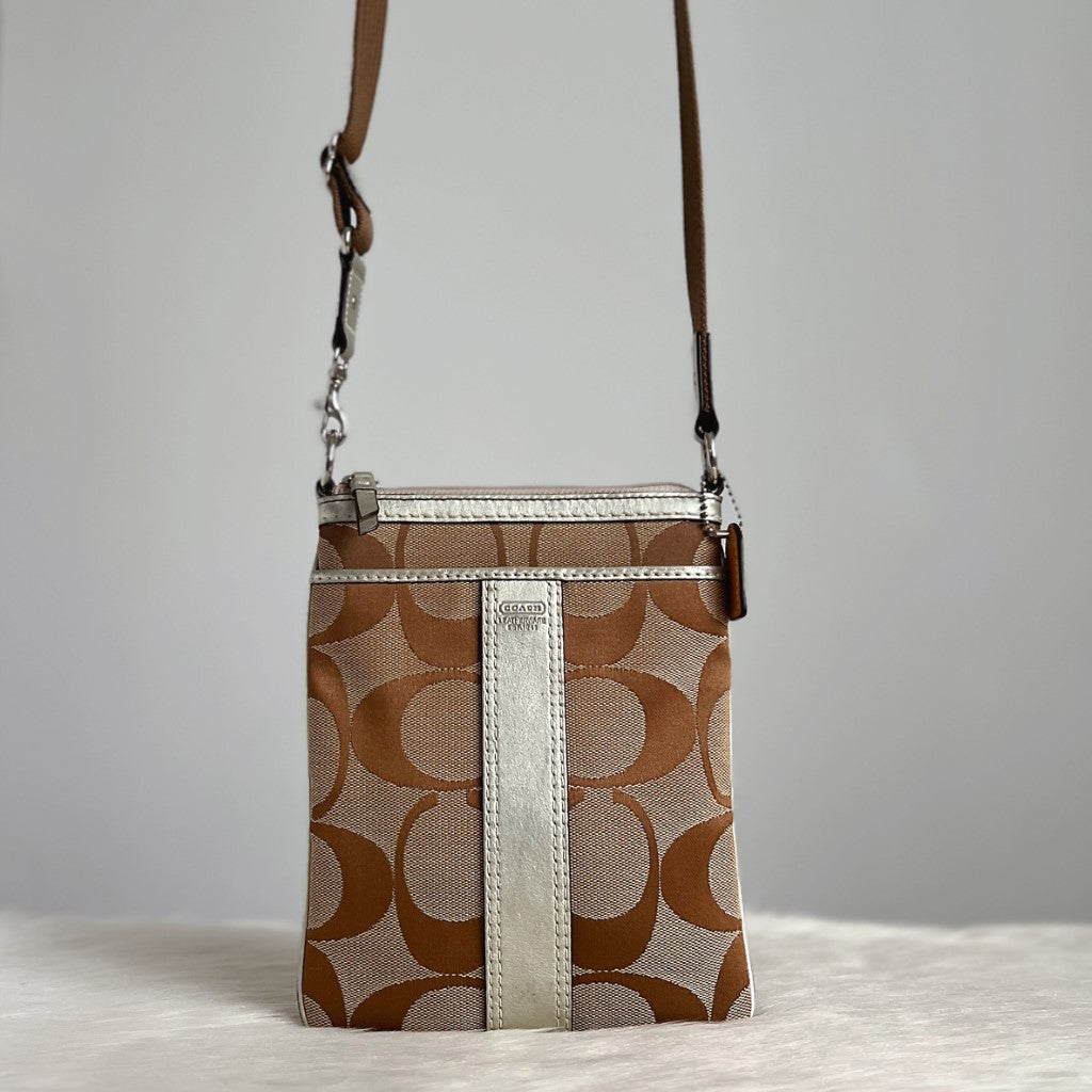 Coach Monogram Stripe Detail Small Crossbody Shoulder Bag