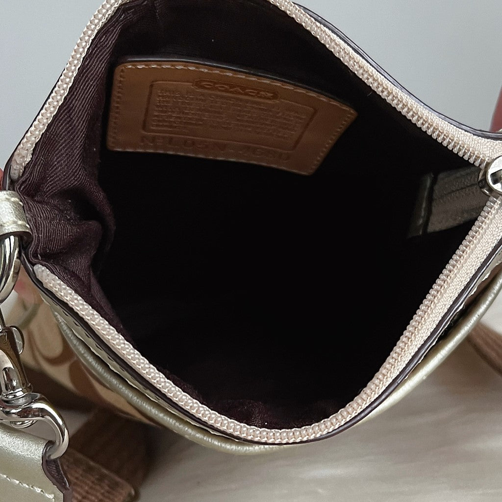 Coach Monogram Stripe Detail Small Crossbody Shoulder Bag