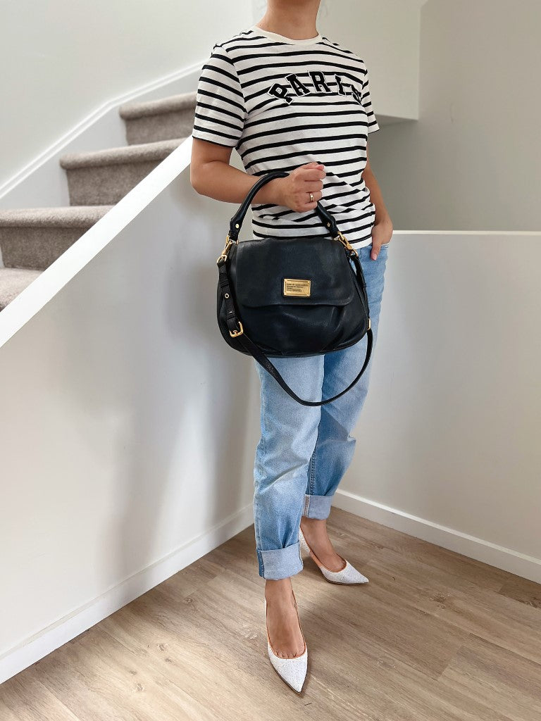 Marc Jacobs Black Leather Flap 2 Way Shoulder Bag Excellent