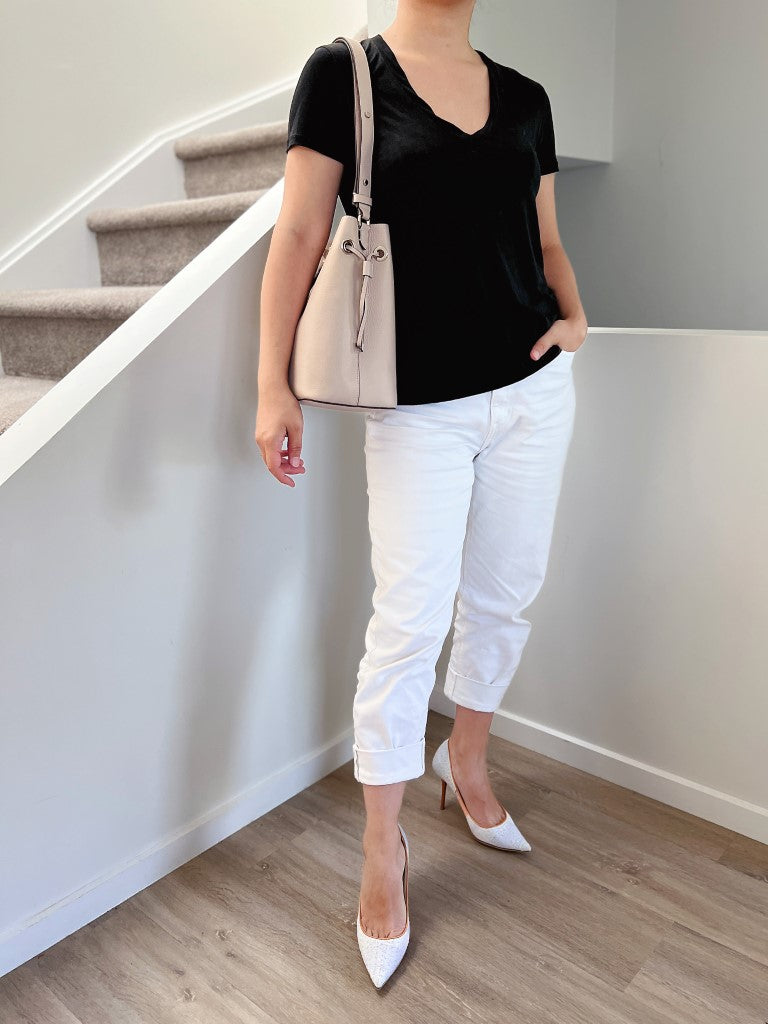 Kate Spade Nude Leather Bucket Drawstring Crossbody Shoulder Bag Like New