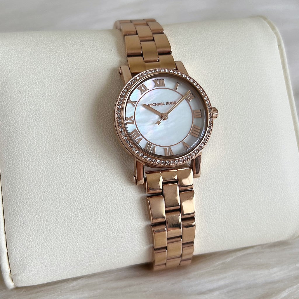 Michael Kors Rose Gold Petit Noire Crystal Women's Wrist Watch Like New