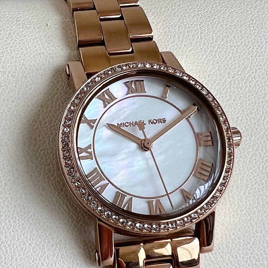 Michael Kors Rose Gold Petit Noire Crystal Women's Wrist Watch Like New