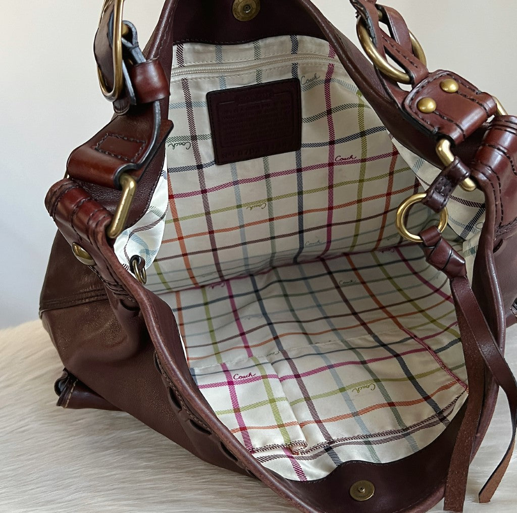 Coach Brown Leather Front Pocket Oversized Shoulder Bag
