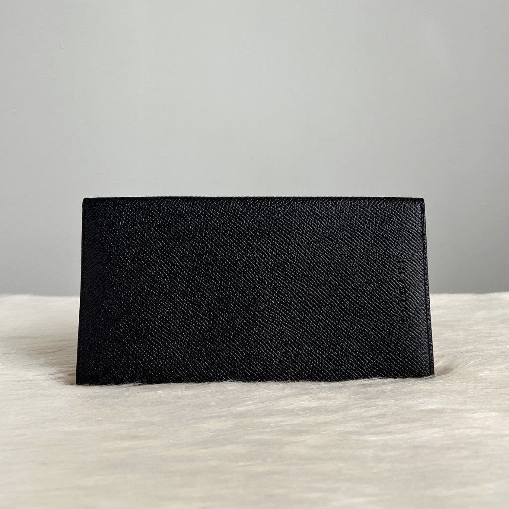 Bvlgari Black Leather Classic Fold Unisex Long Wallet Like New