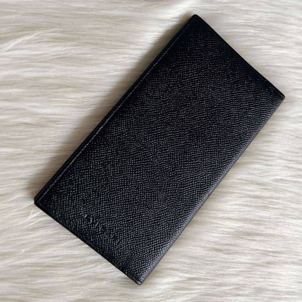 Bvlgari Black Leather Classic Fold Unisex Long Wallet Like New