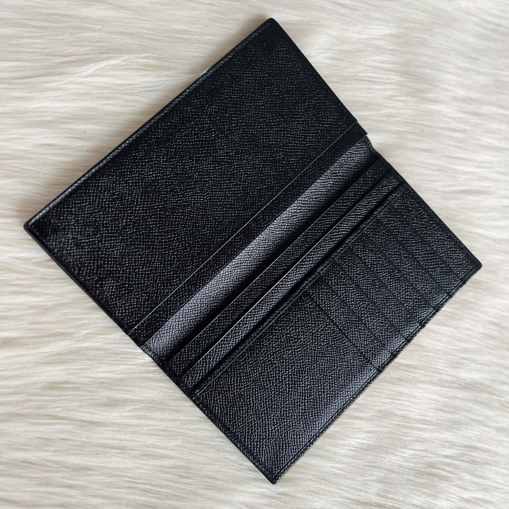 Bvlgari Black Leather Classic Fold Unisex Long Wallet Like New