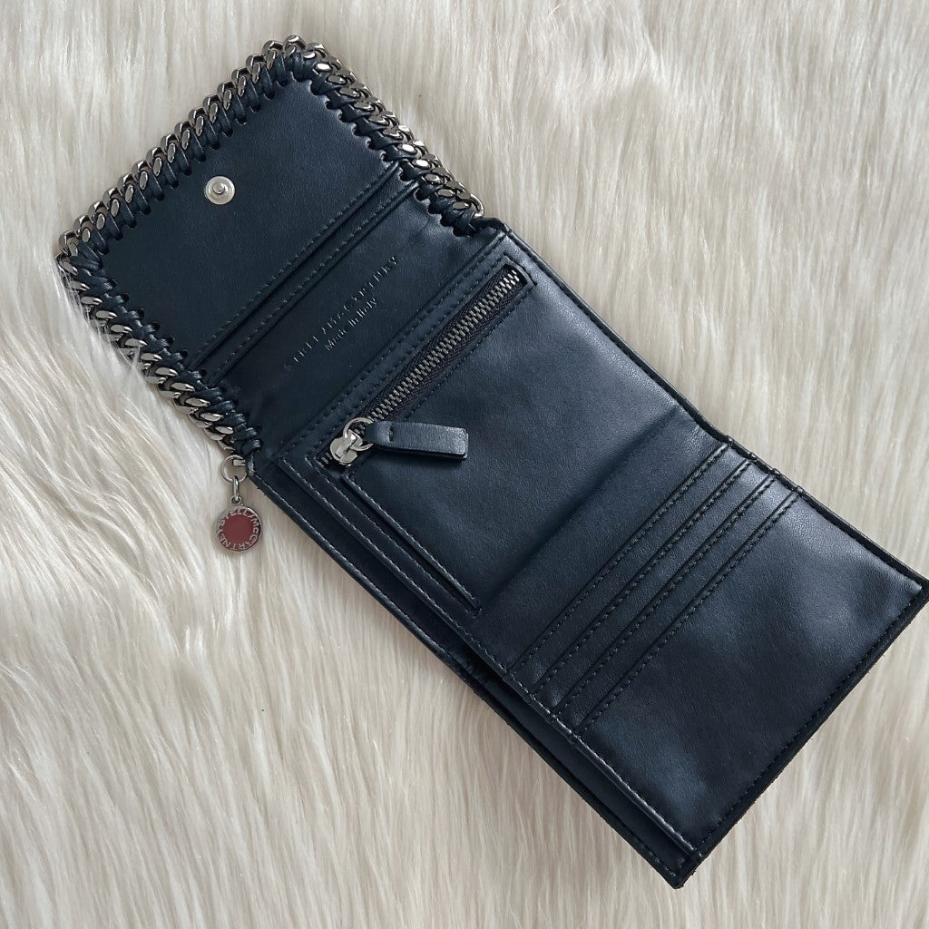 Stella McCartney Black Signature Star Detail Falabella Tri-Fold Wallet Excellent