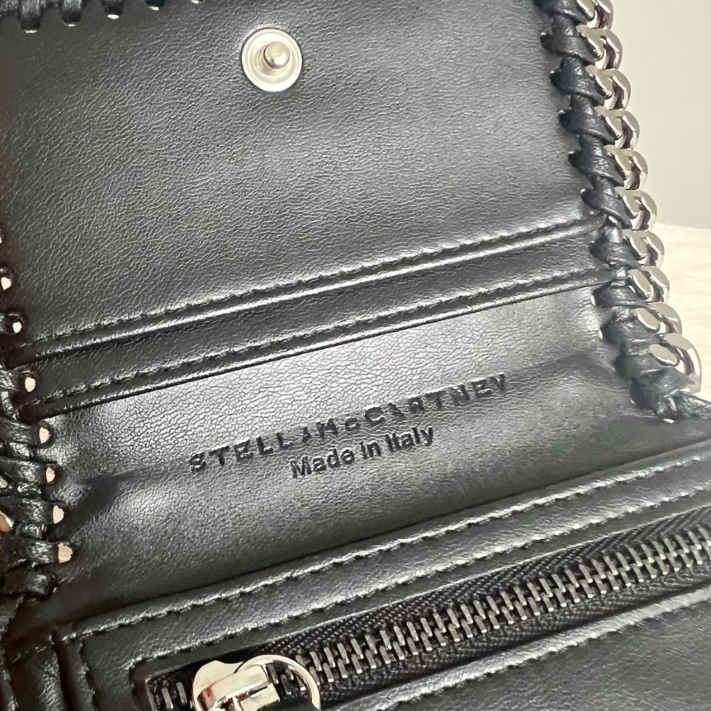 Stella McCartney Black Signature Star Detail Falabella Tri-Fold Wallet Excellent