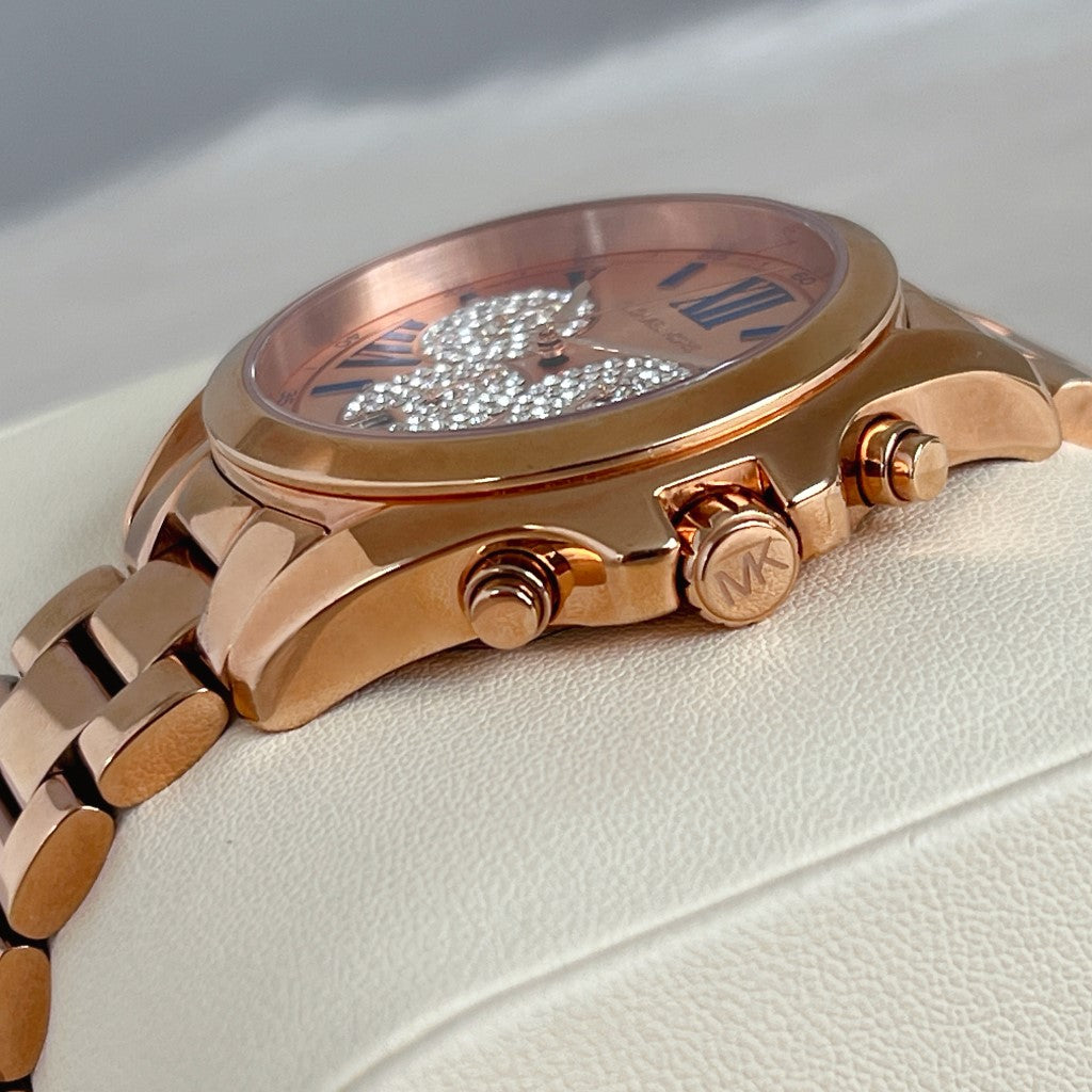 Michael Kors Rose Gold Bradshaw Crystal Women's Wrist Watch Like New