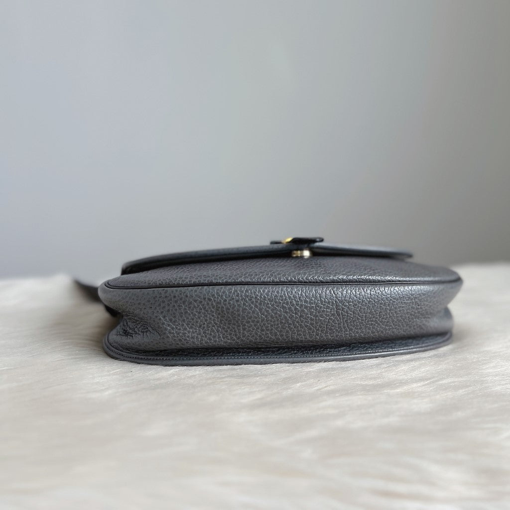 Christian Dior Grey Leather Front Logo Small Shoulder Bag