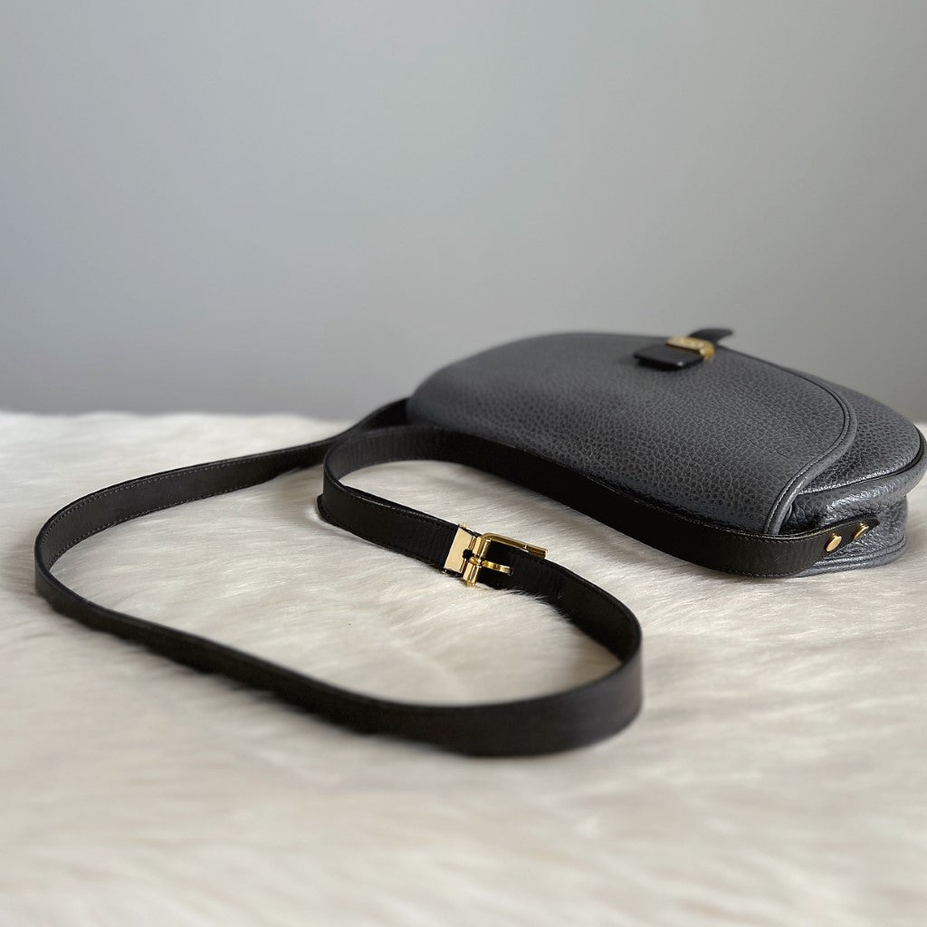 Christian Dior Grey Leather Front Logo Small Shoulder Bag