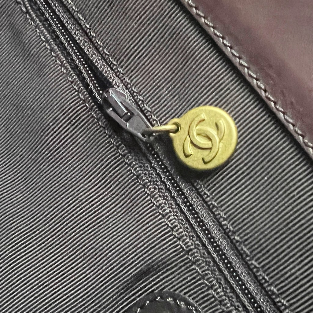 Chanel Brown Leather Strap Front Logo Summer Oversized Shoulder Bag