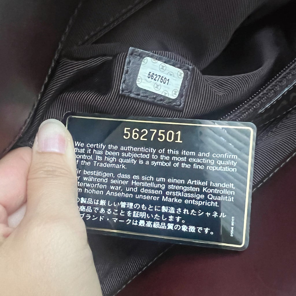 Chanel Brown Leather Strap Front Logo Summer Oversized Shoulder Bag