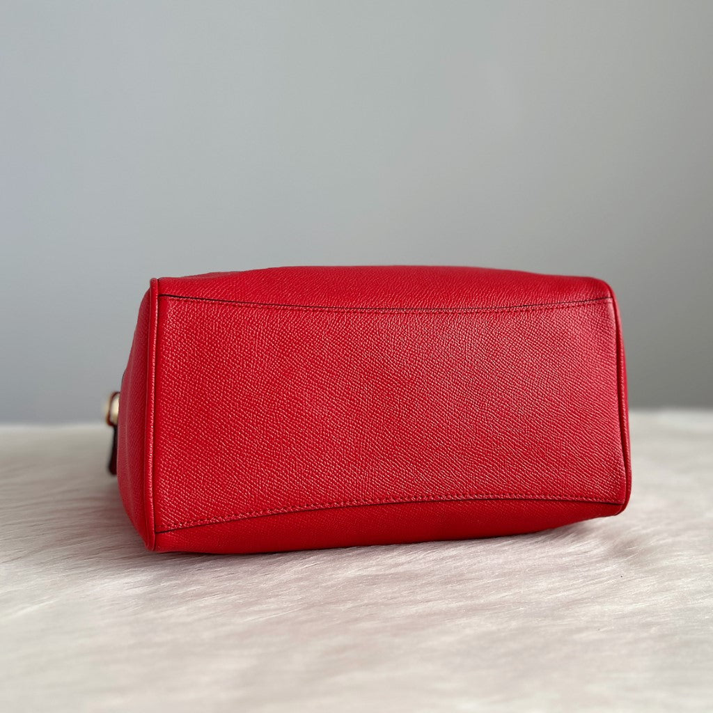 Coach Fuchsia Leather Front Logo Boston 2 Way Shoulder Bag