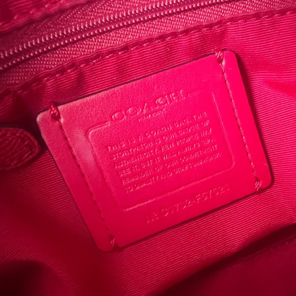 Coach Fuchsia Leather Front Logo Boston 2 Way Shoulder Bag