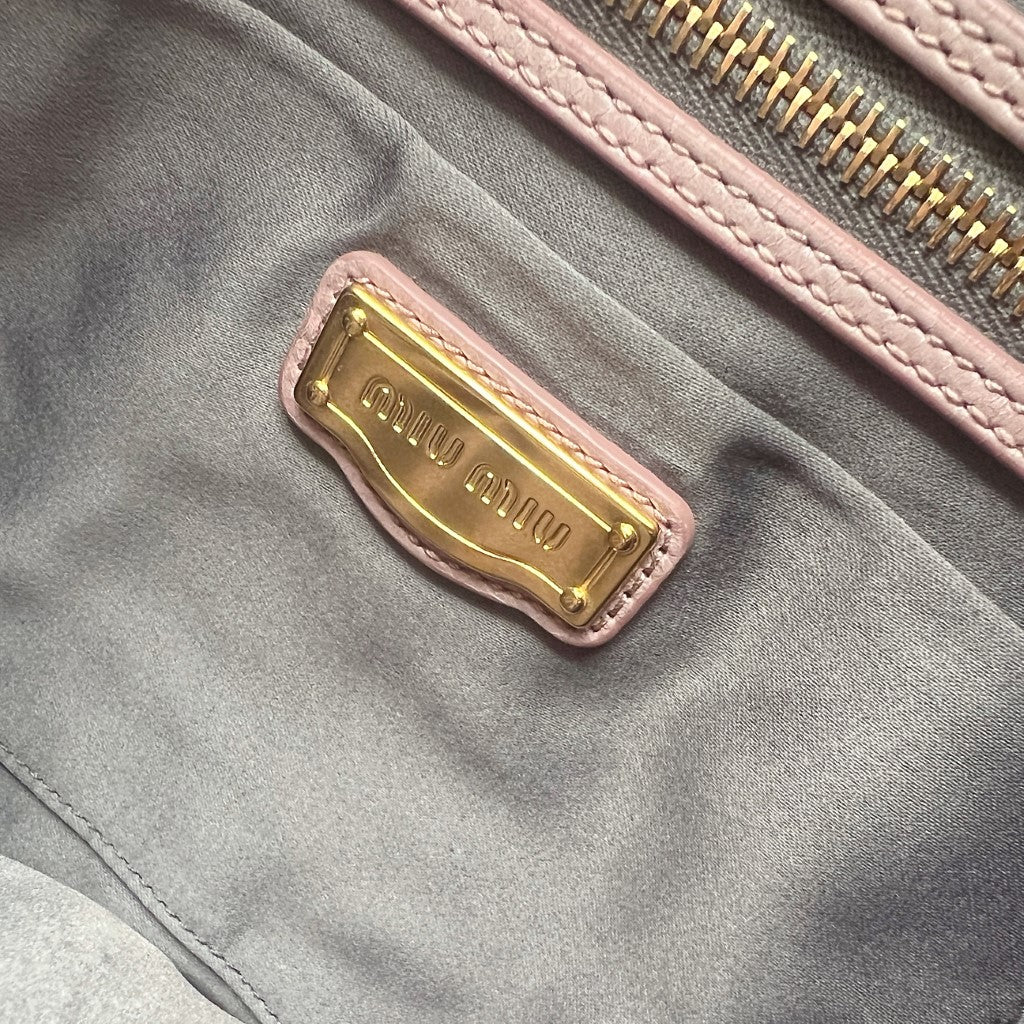 Miu Miu Rose Leather Nappa Buckle 2 Way Shoulder Bag