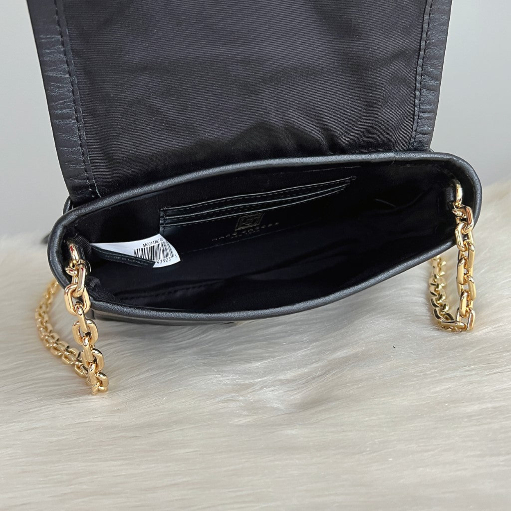 Marc Jacobs Black Leather Gold Chain Crossbody Shoulder Bag Excellent
