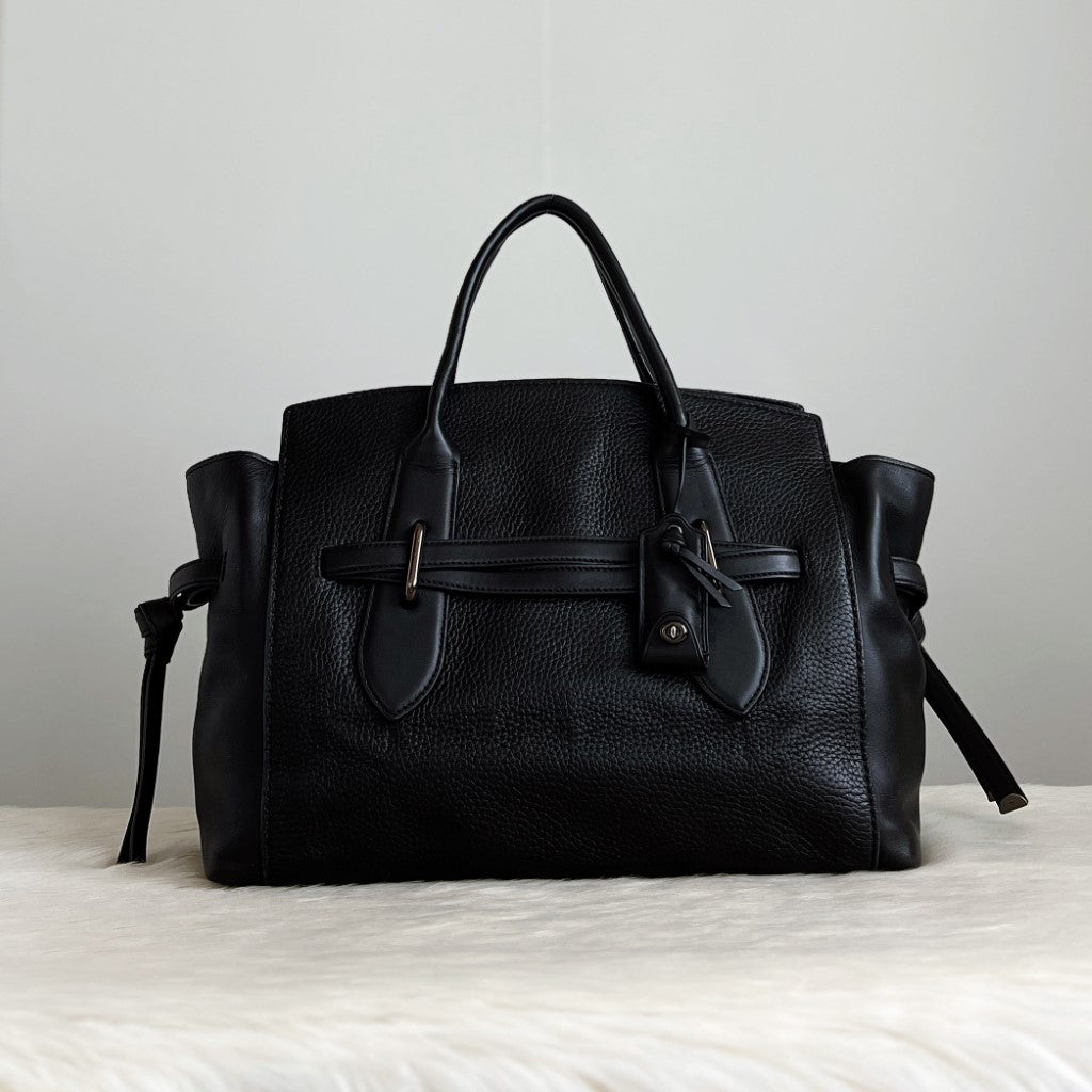 Coach Black Pebble Leather Large Career Tote Bag Excellent