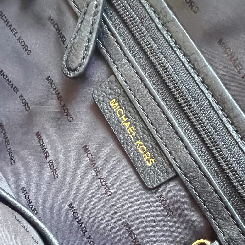 Michael Kors Black Leather Front Zip Pocket Backpack Like New