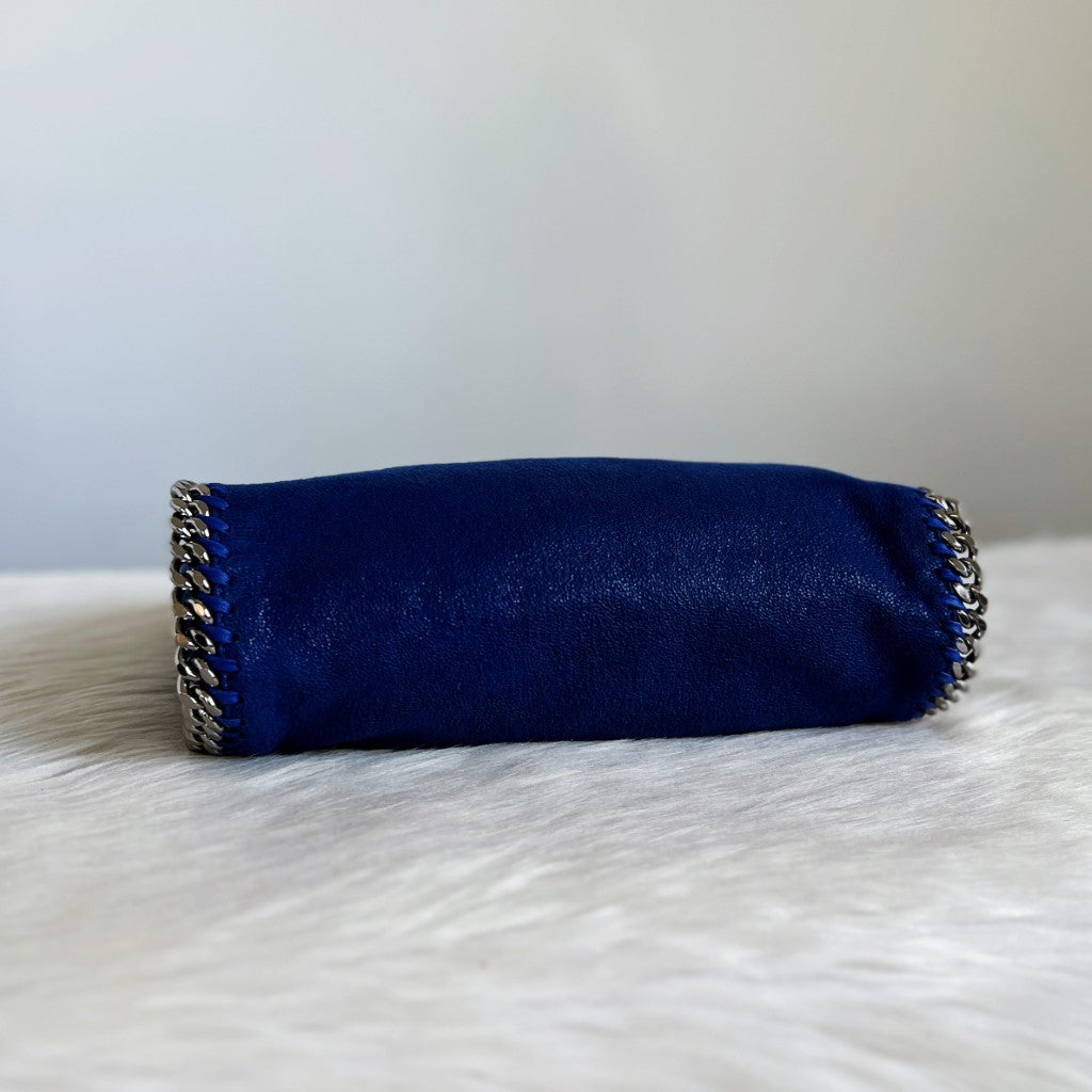Stella Mccartney Metallic Blue Signature Mini Falabella Shoulder Bag Excellent