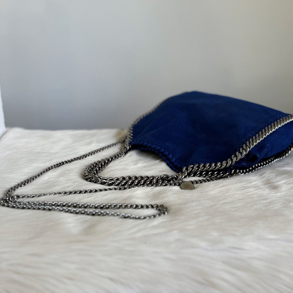 Stella Mccartney Metallic Blue Signature Mini Falabella Shoulder Bag Excellent