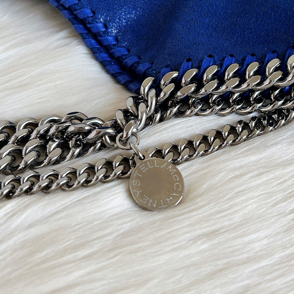 Stella Mccartney Metallic Blue Signature Mini Falabella Shoulder Bag Excellent