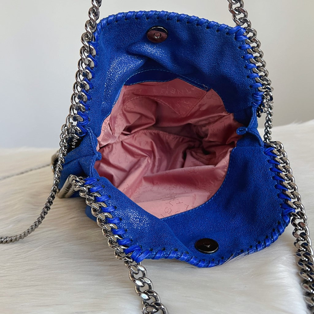 Stella Mccartney Metallic Blue Signature Mini Falabella Shoulder Bag Excellent