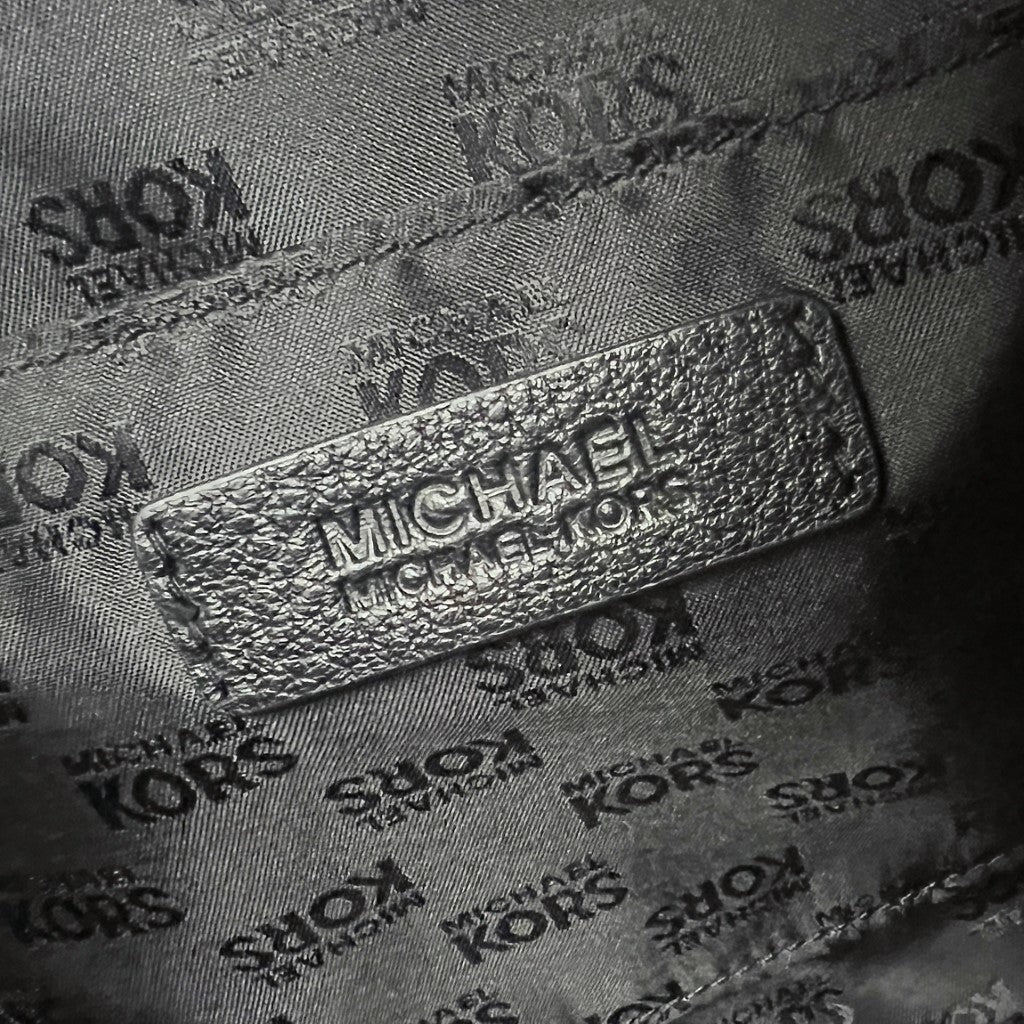 Michael Kors Black Leather Career MK Logo 2 Way Shoulder Bag Excellent