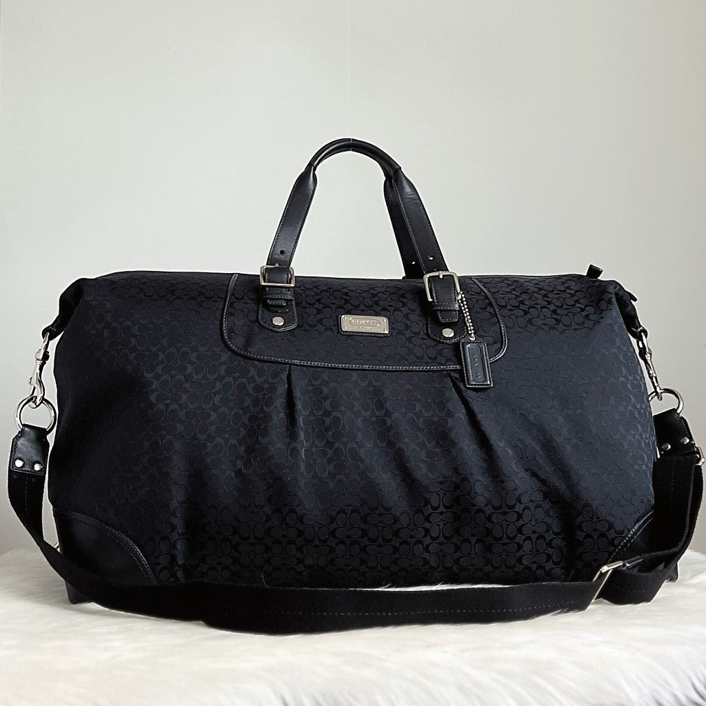 Coach Black Monogram Carryall Large Travel Bag Excellent