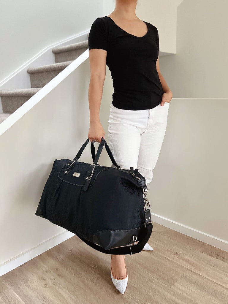 Coach Black Monogram Carryall Large Travel Bag Excellent