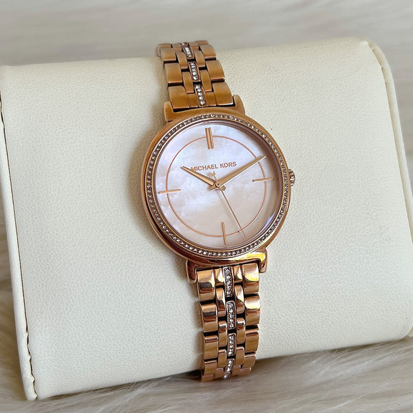 Michael Kors Rose Gold Cinthia Crystal Women's Wrist Watch Like New